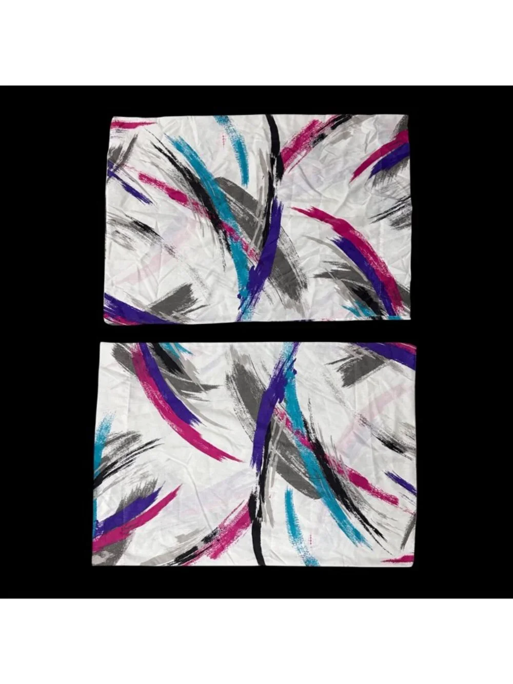 Vintage Paint Stroke Pillowcases Standard Size Springs USA Abstract 1980s Retro